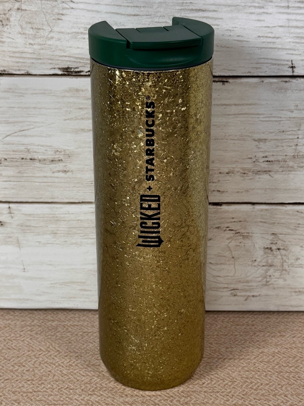 Starbucks x Wicked Gold Crackle Insulated Tumbler 16oz Green Lid 2024